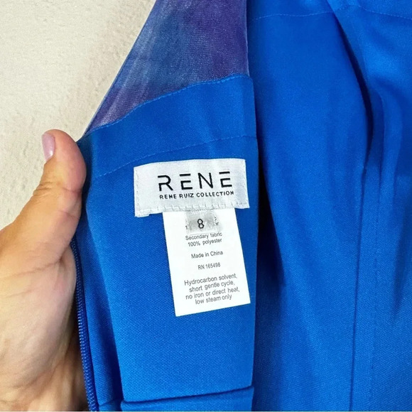 NWOT Rene Ruiz Collection V-neck Floral Organza Gown Maxi Sleeveless Dress sz 8 - Picture 10 of 16